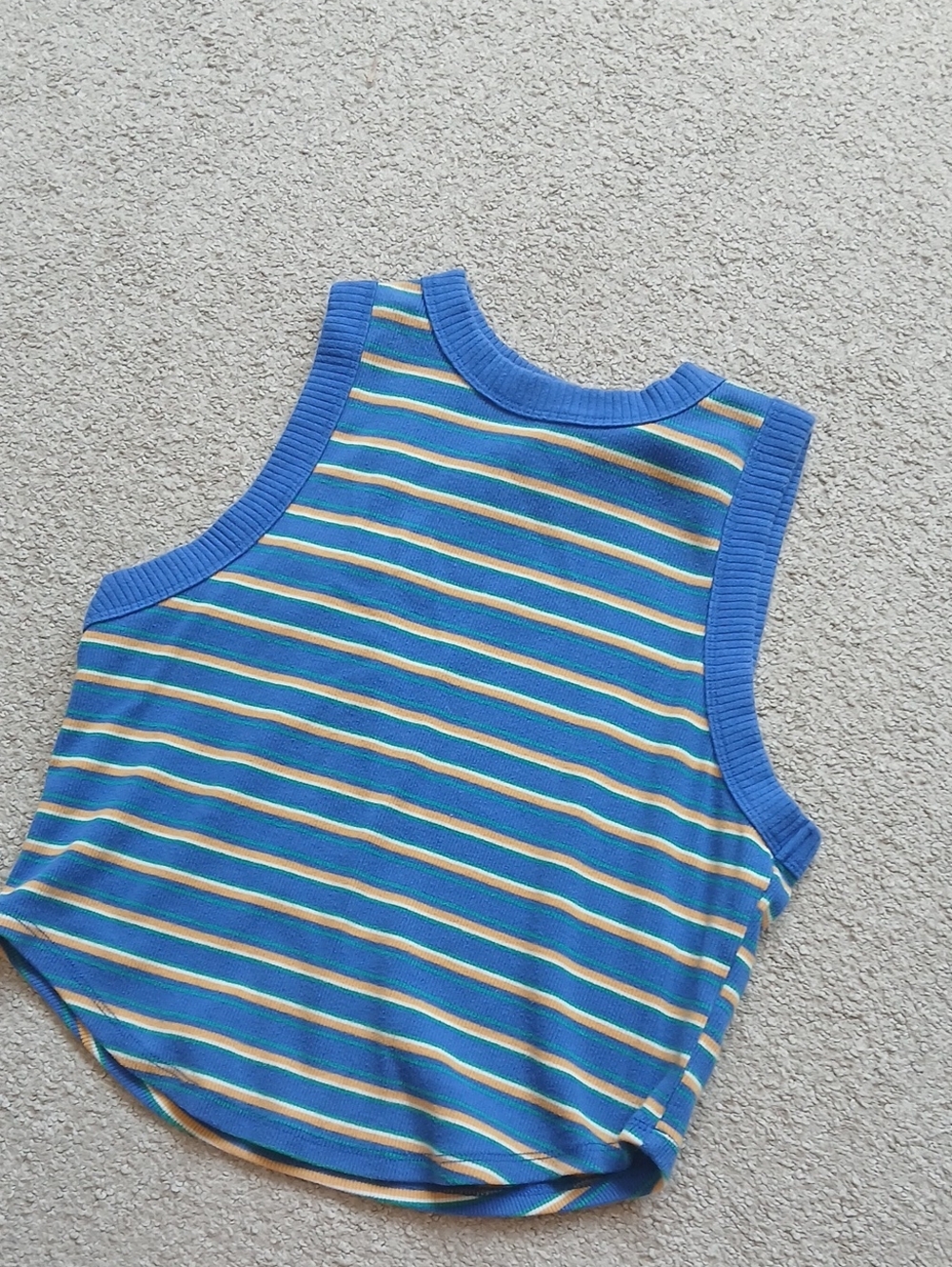 wild fable Blue Striped Tank with Yellow & Teal Accents